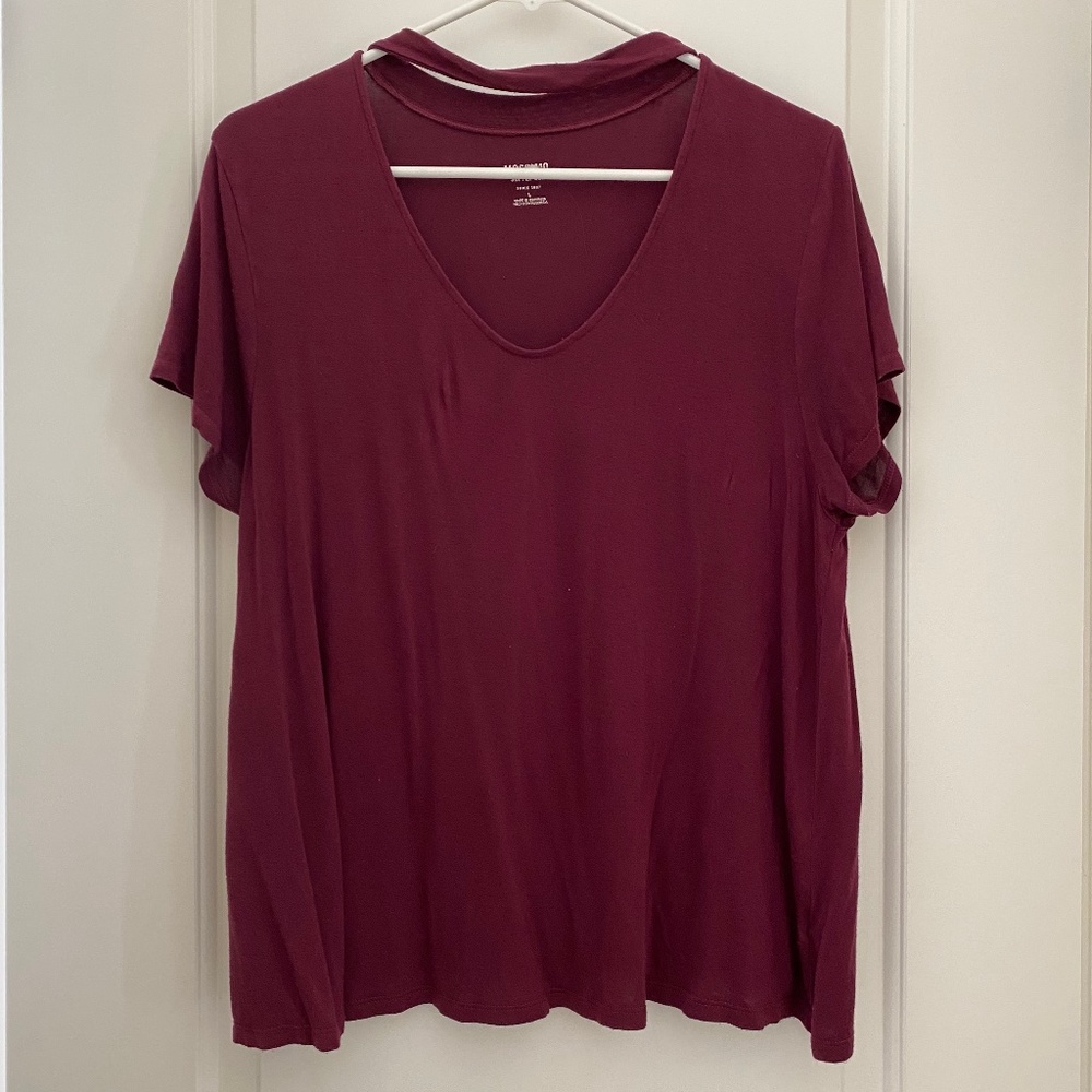 Maroon swing top with chest cut-out